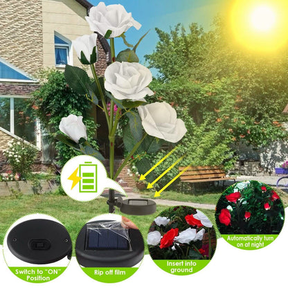 2-Pack: Solar Powered Rose Flower LED Decorative Lamp DailySale