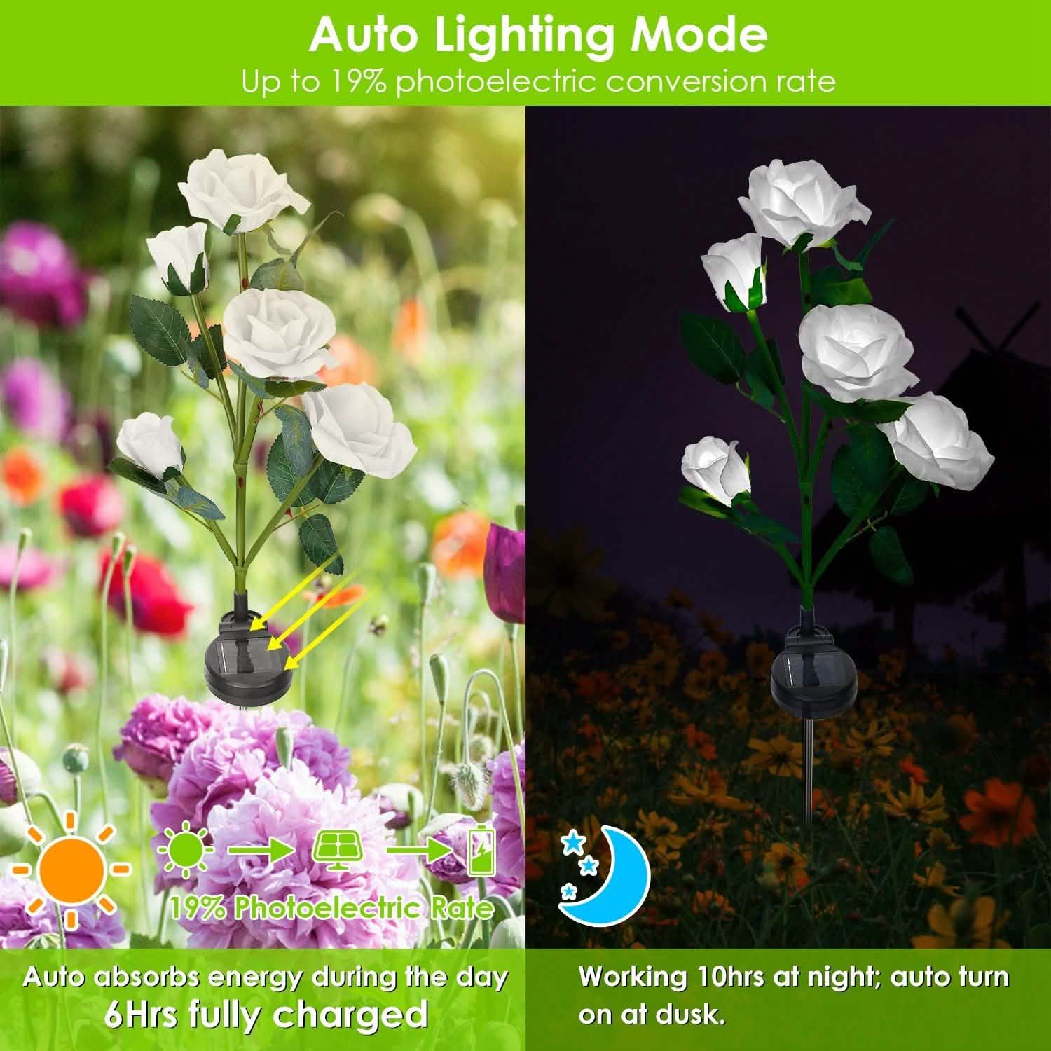 2-Pack: Solar Powered Rose Flower LED Decorative Lamp DailySale