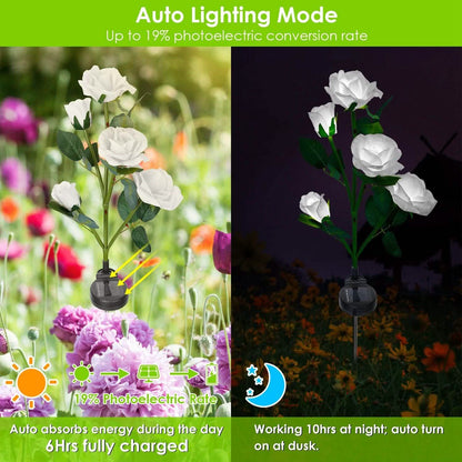 2-Pack: Solar Powered Rose Flower LED Decorative Lamp DailySale