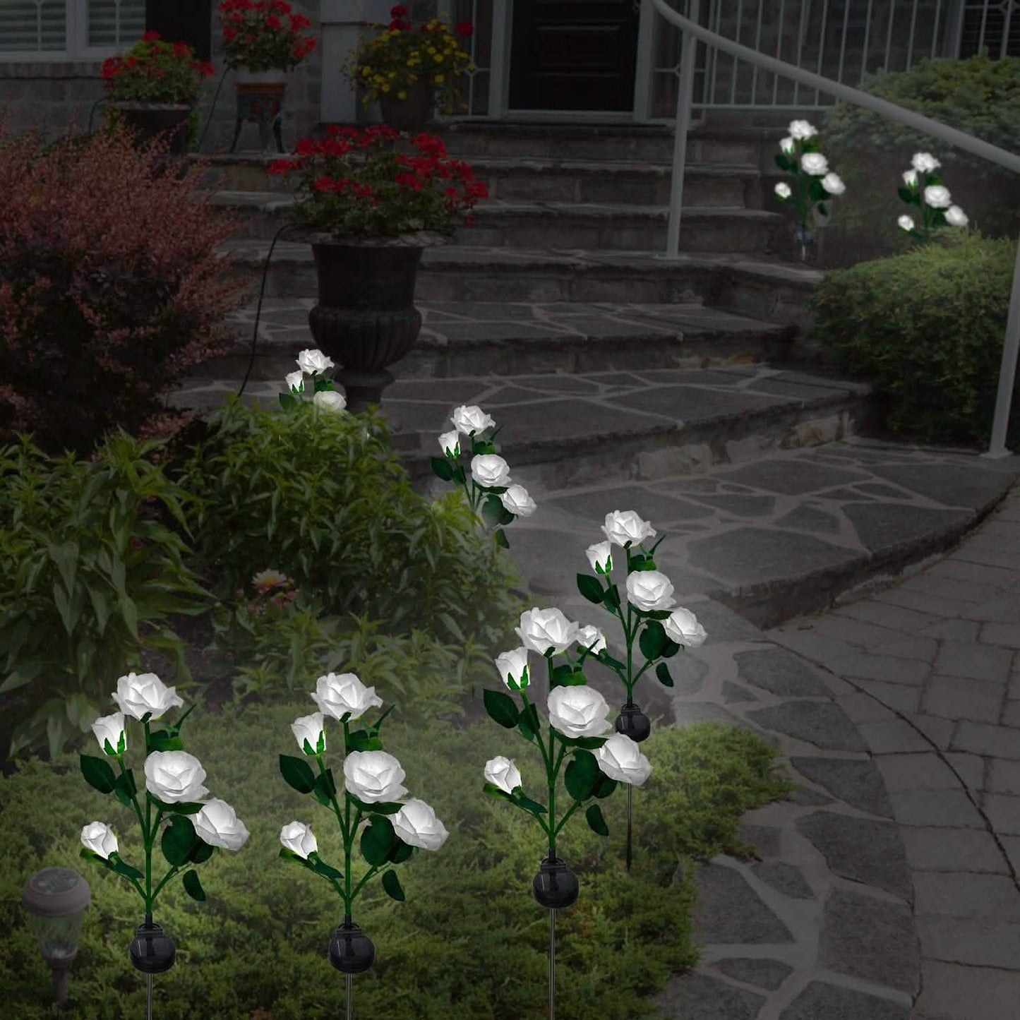 2-Pack: Solar Powered Rose Flower LED Decorative Lamp DailySale