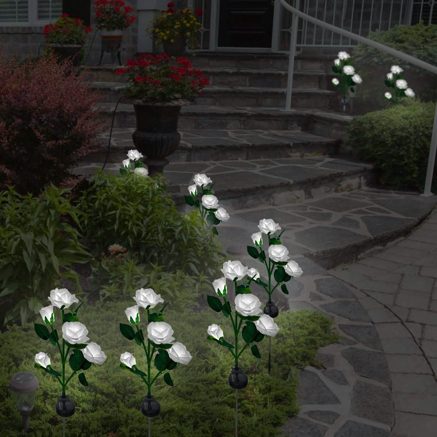 2-Pack: Solar Powered Rose Flower LED Decorative Lamp DailySale