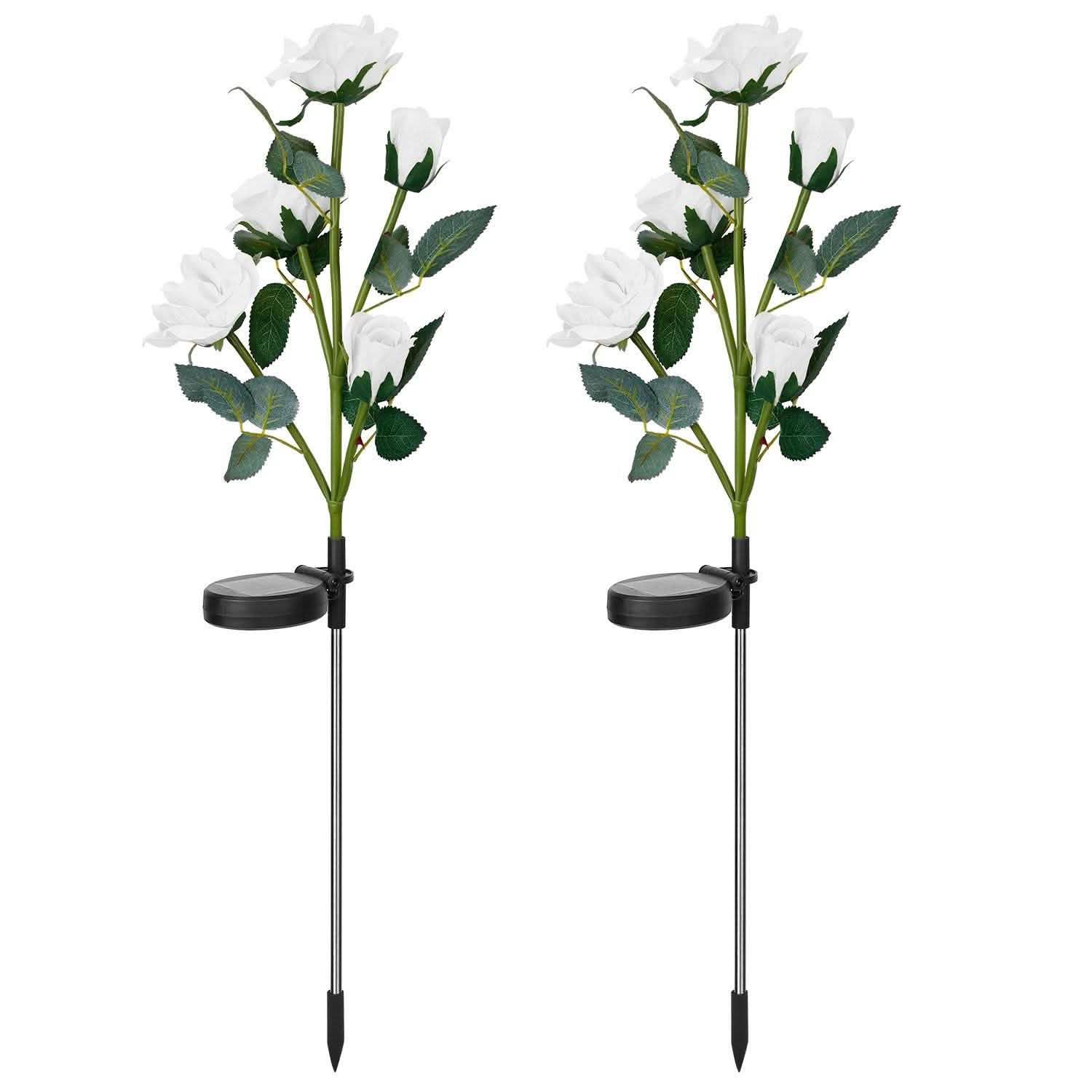 2-Pack: Solar Powered Rose Flower LED Decorative Lamp DailySale