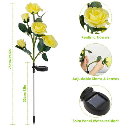 2-Pack: Solar Powered Rose Flower LED Decorative Lamp DailySale