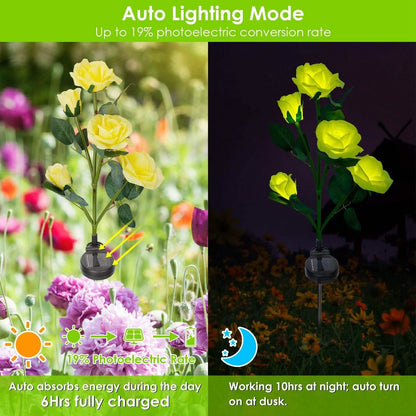 2-Pack: Solar Powered Rose Flower LED Decorative Lamp DailySale