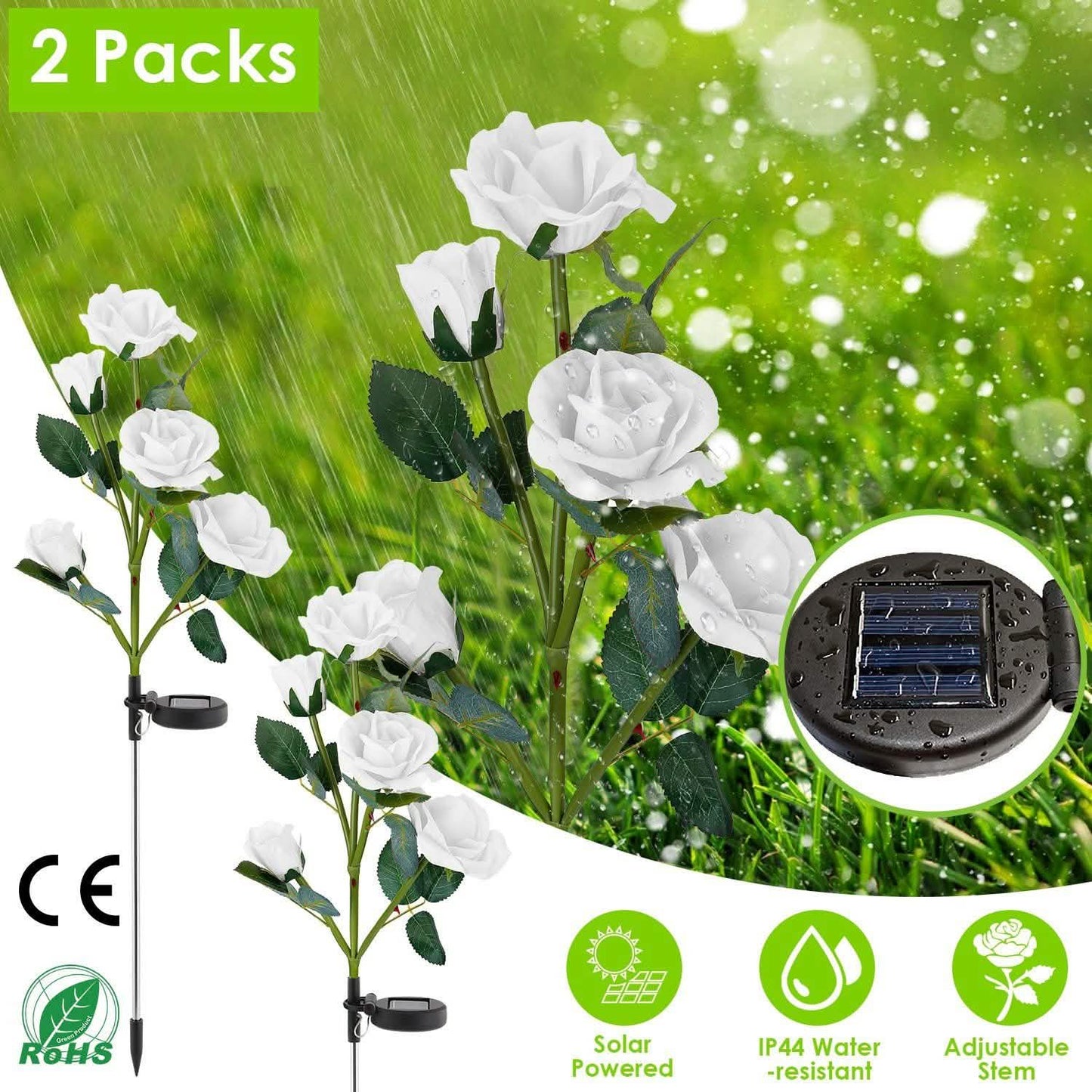 2-Pack: Solar Powered Rose Flower LED Decorative Lamp DailySale
