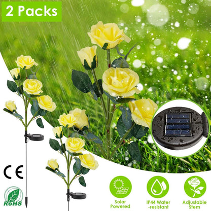 2-Pack: Solar Powered Rose Flower LED Decorative Lamp DailySale