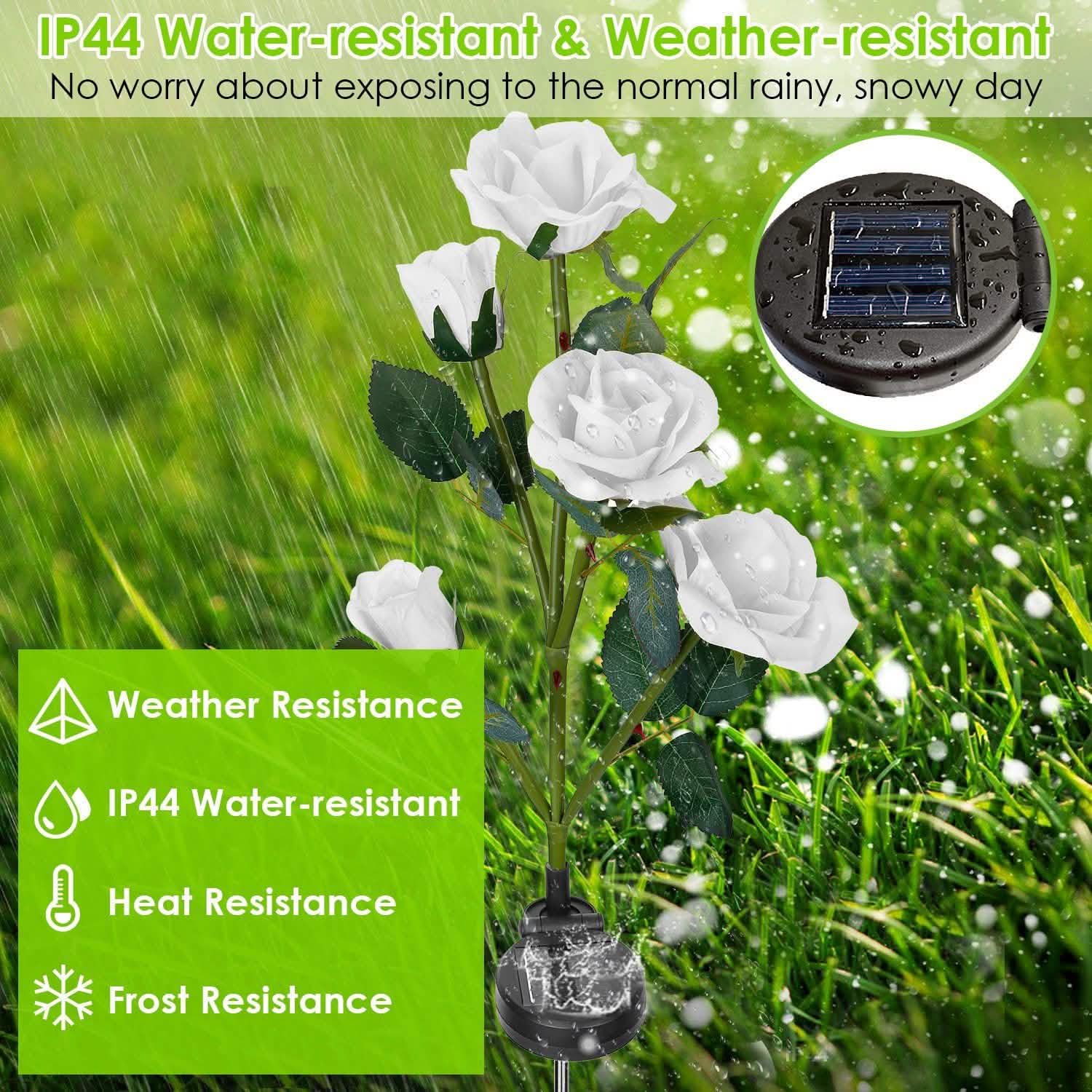2-Pack: Solar Powered Rose Flower LED Decorative Lamp DailySale