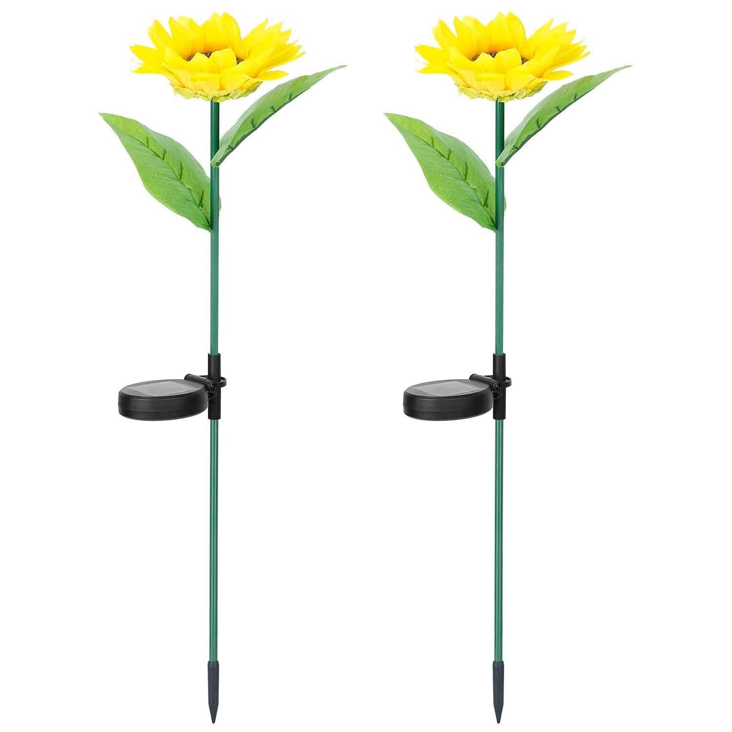 2-Pack: Solar Powered Sunflower Lights LED Decorative Stake Lamp DailySale