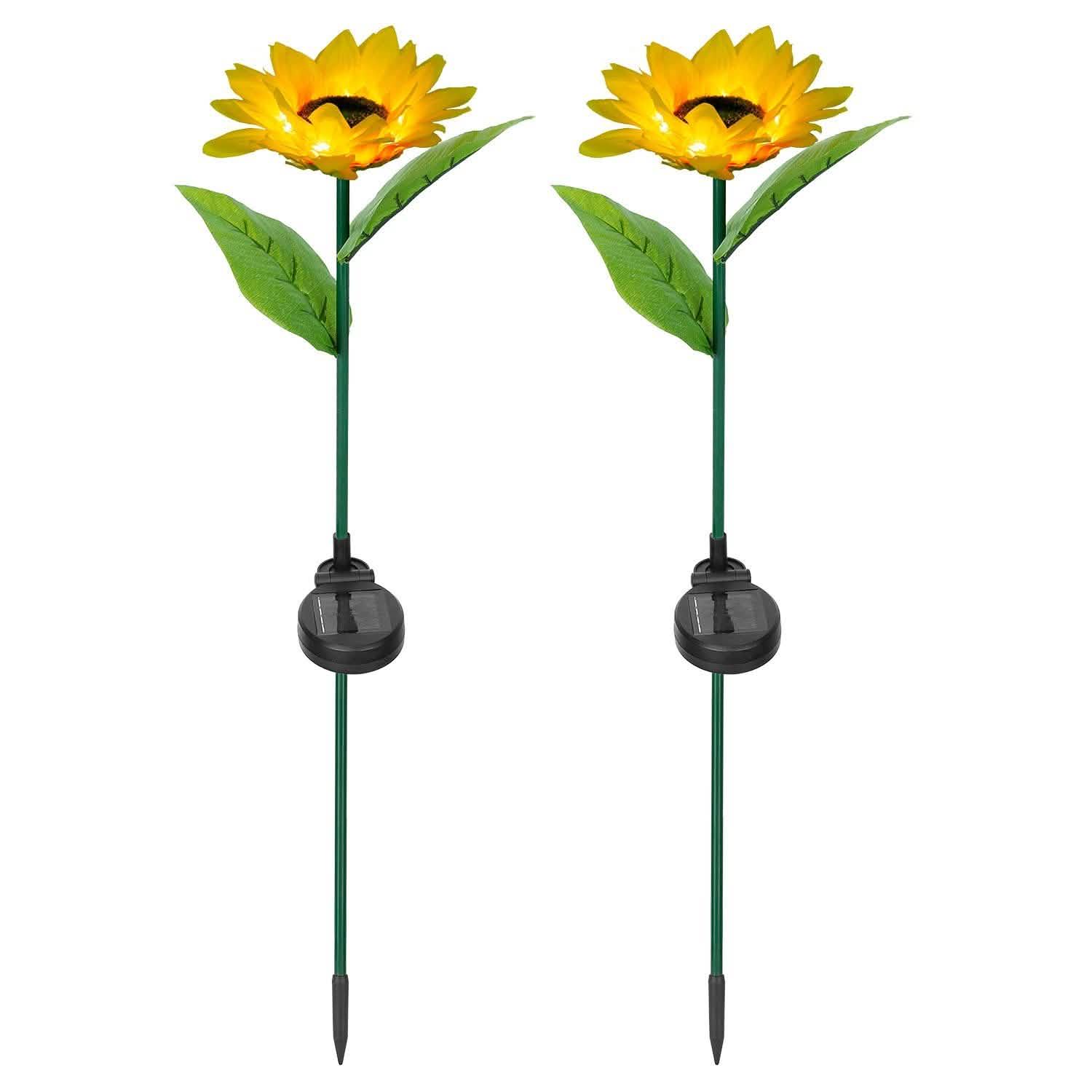 2-Pack: Solar Powered Sunflower Lights LED Decorative Stake Lamp DailySale