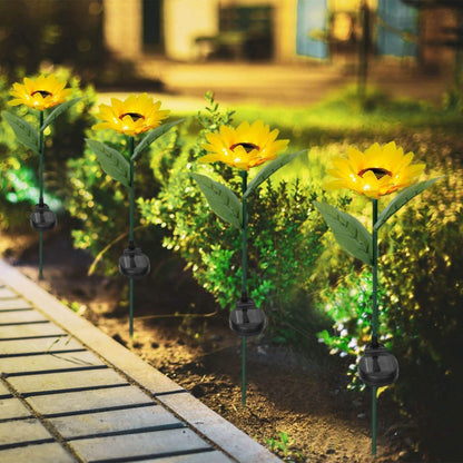 2-Pack: Solar Powered Sunflower Lights LED Decorative Stake Lamp DailySale