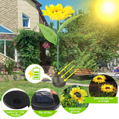 2-Pack: Solar Powered Sunflower Lights LED Decorative Stake Lamp DailySale