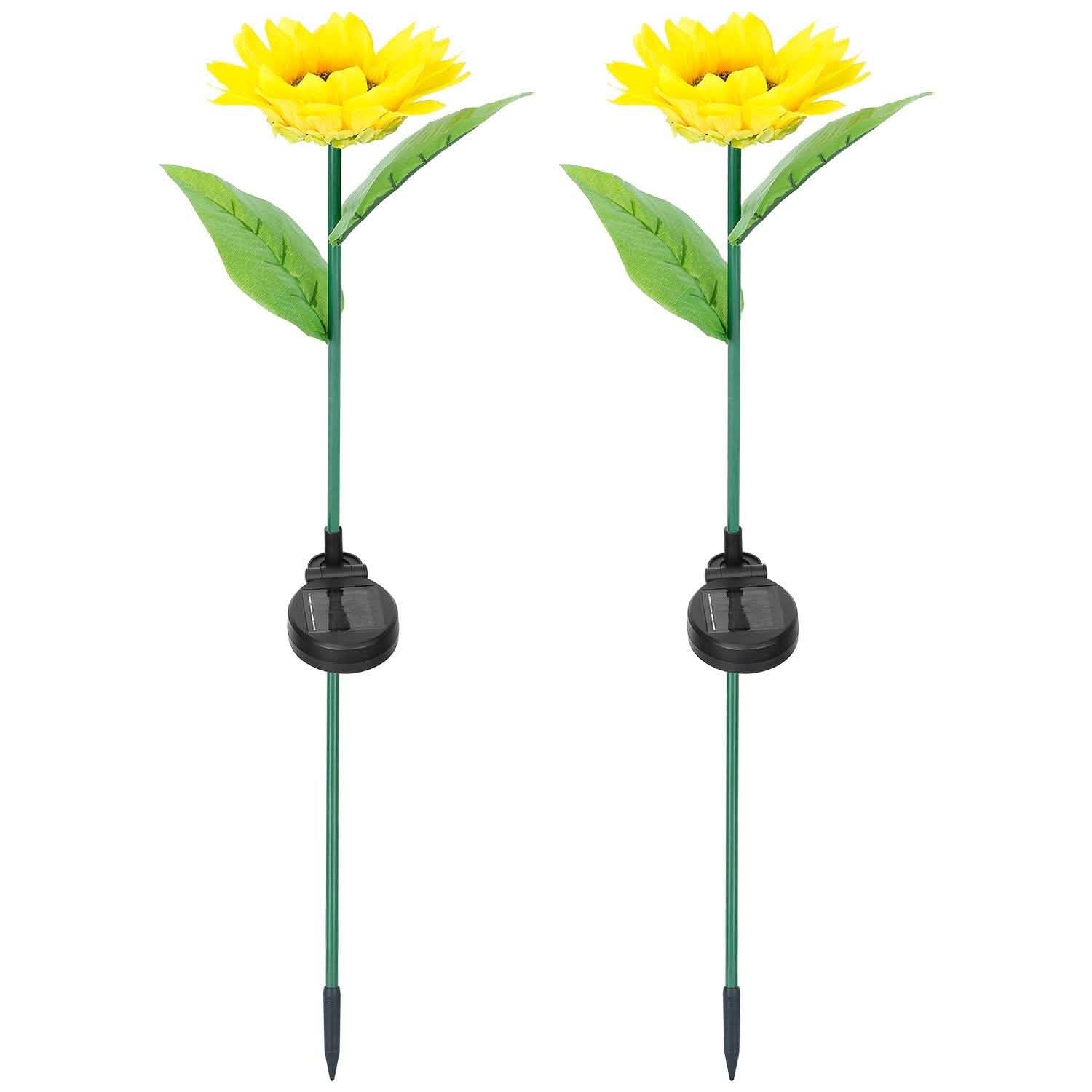 2-Pack: Solar Powered Sunflower Lights LED Decorative Stake Lamp DailySale