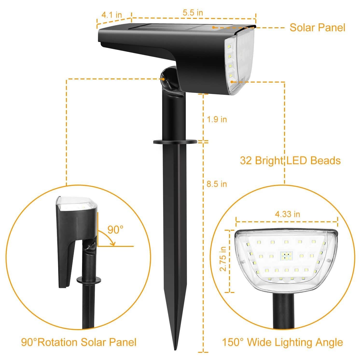 2-Pack: Solarek 32 LEDs Solar Landscape Spotlights DailySale