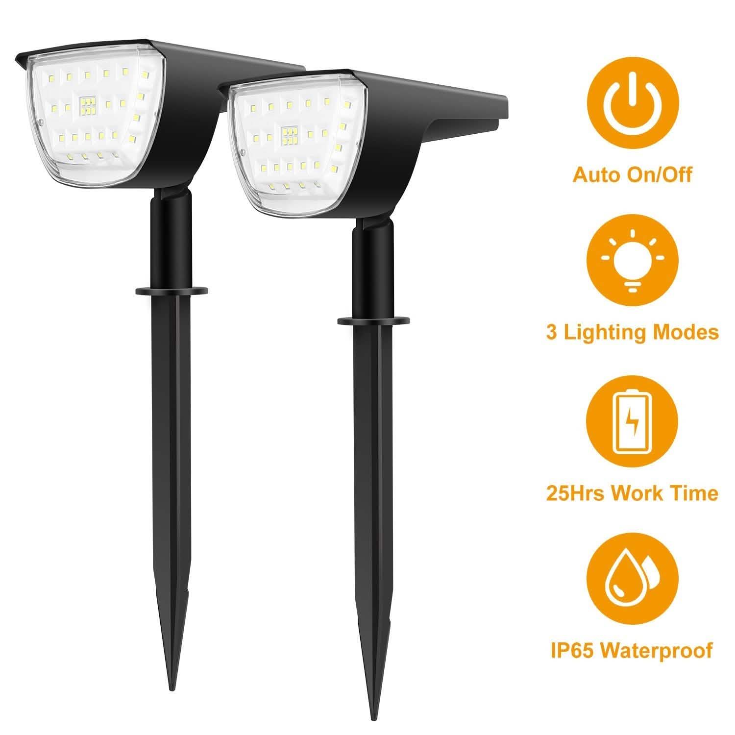 2-Pack: Solarek 32 LEDs Solar Landscape Spotlights DailySale