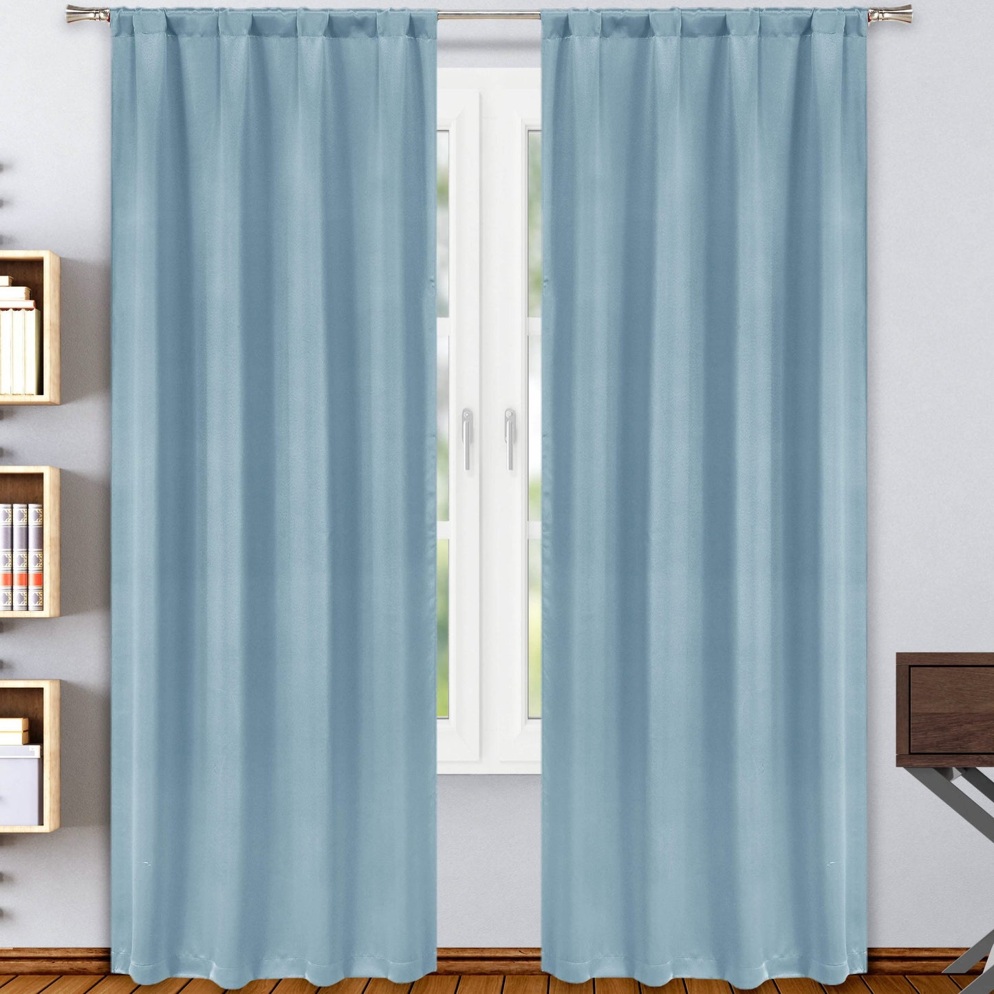 2-Pack: Solid Blackout Pole Top Window Curtain Panel DailySale