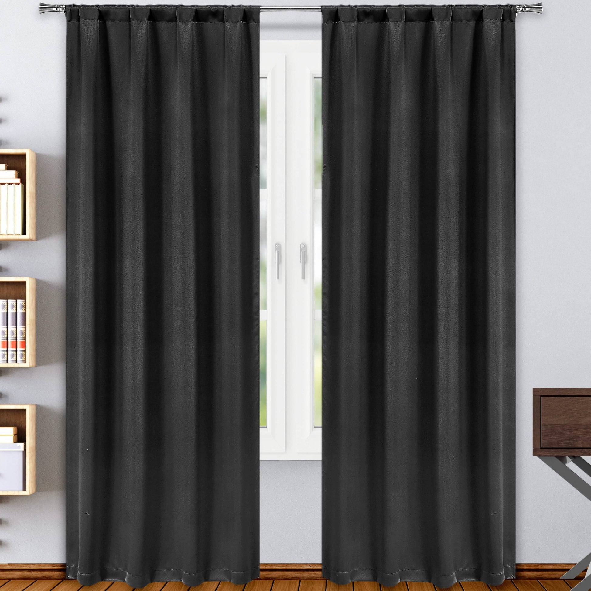 2-Pack: Solid Blackout Pole Top Window Curtain Panel DailySale