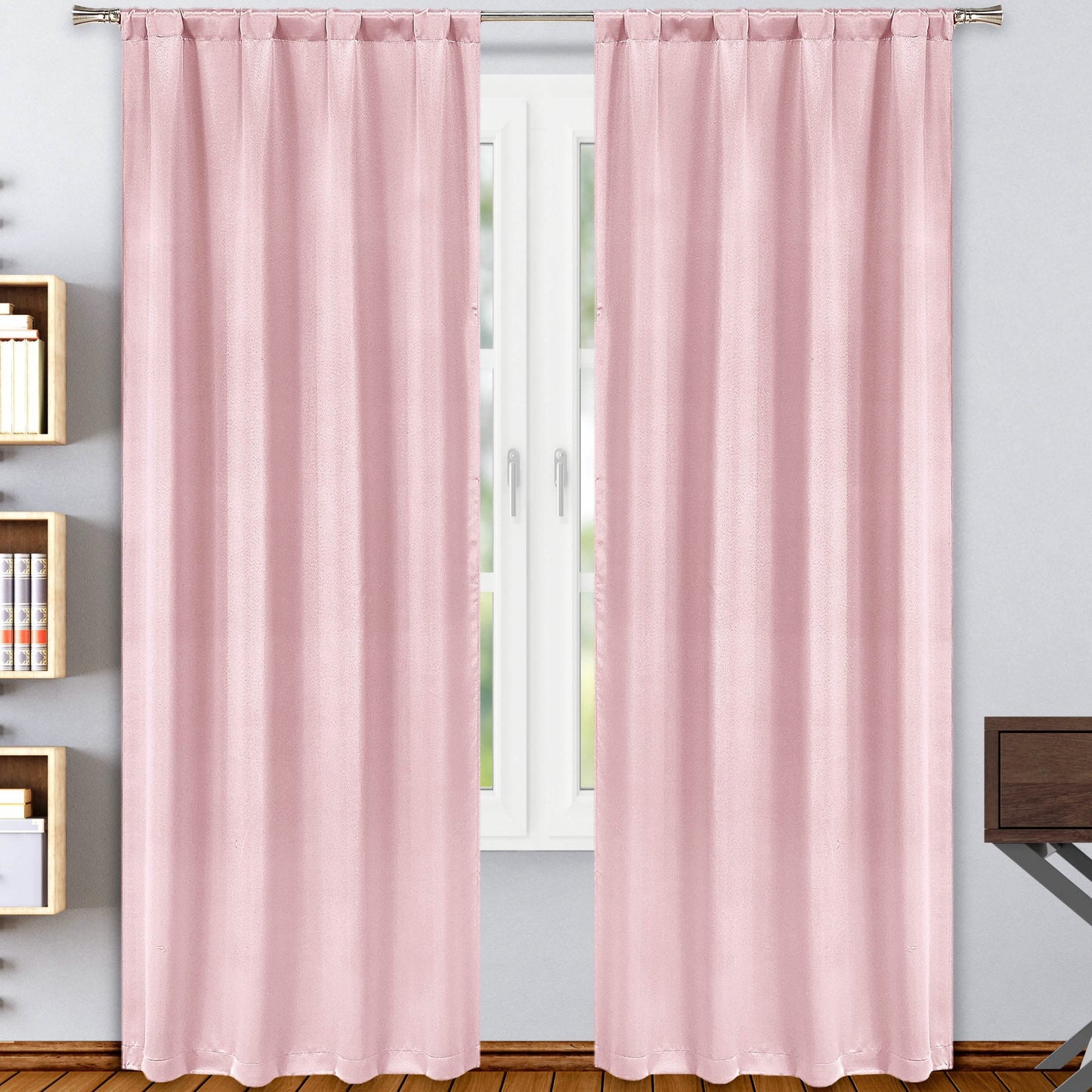 2-Pack: Solid Blackout Pole Top Window Curtain Panel DailySale