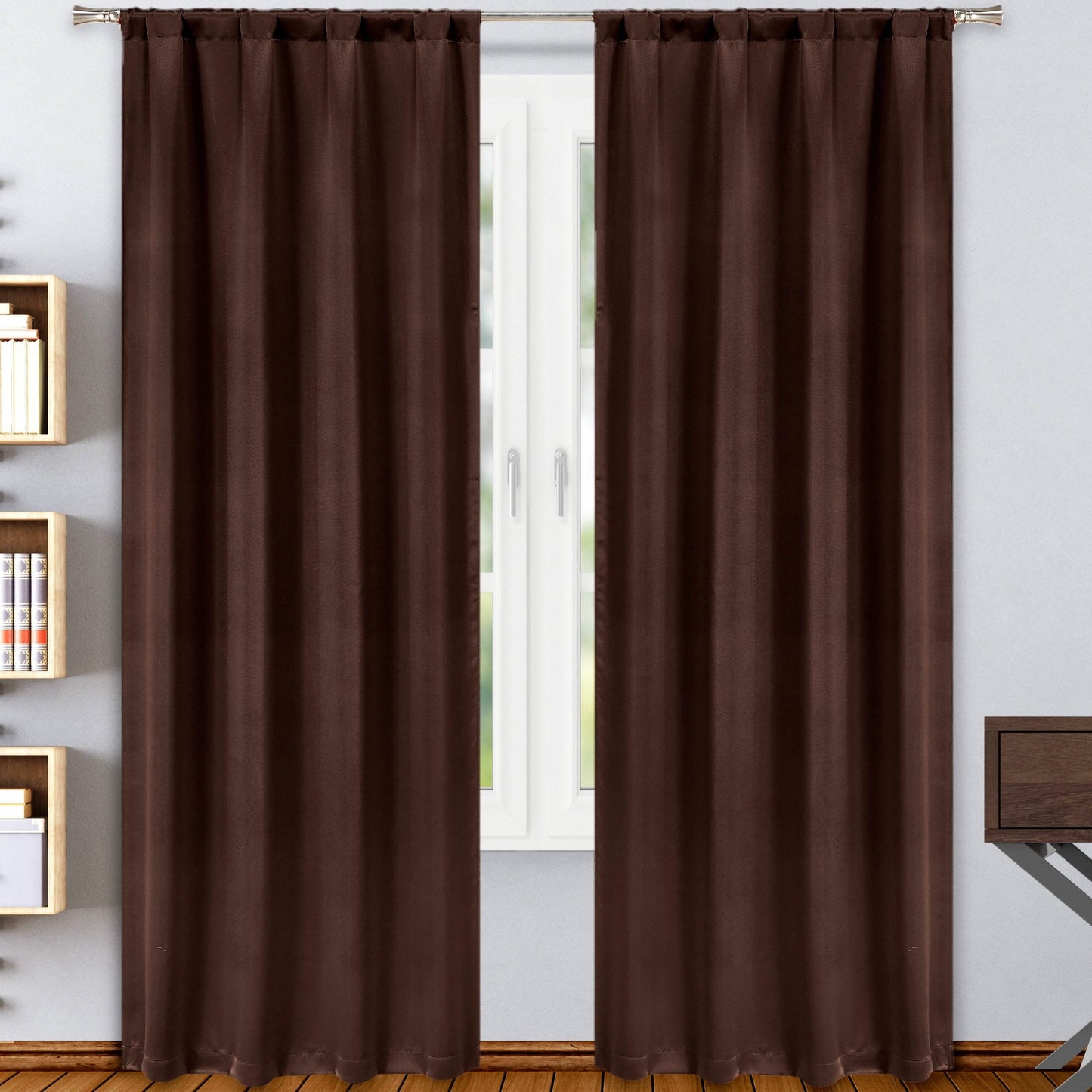2-Pack: Solid Blackout Pole Top Window Curtain Panel DailySale