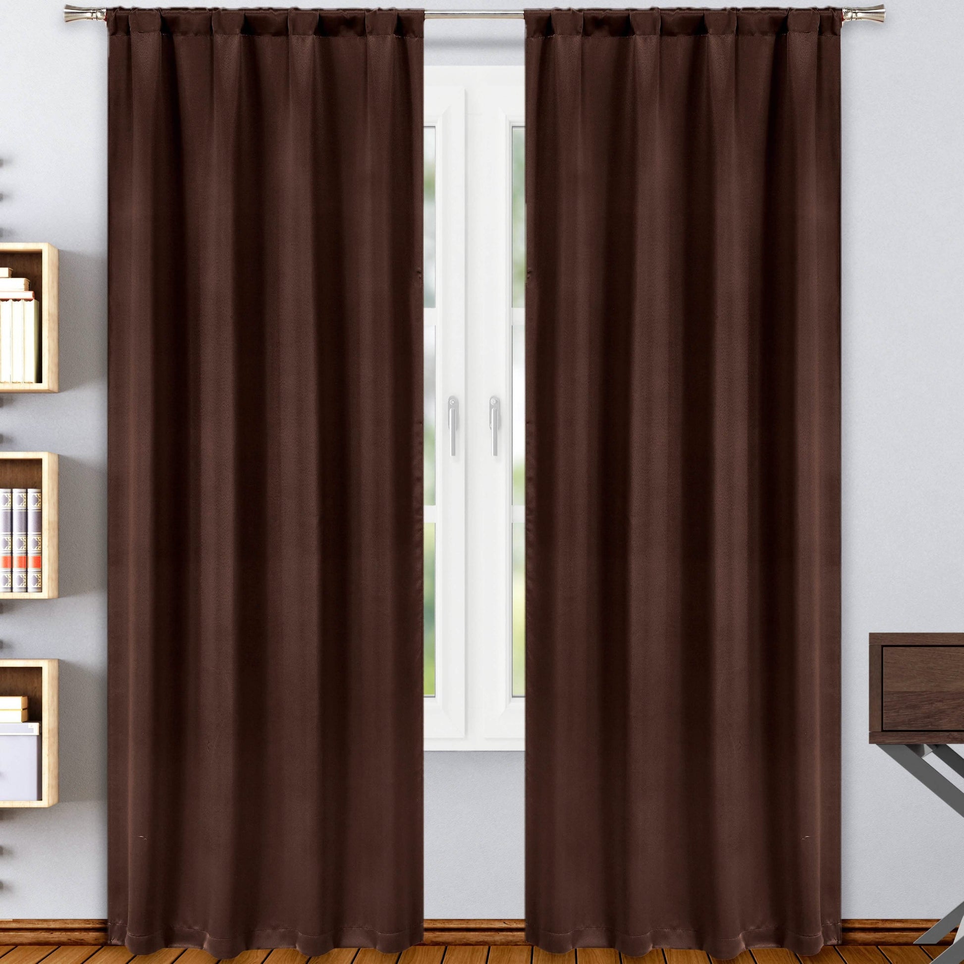 2-Pack: Solid Blackout Pole Top Window Curtain Panel DailySale