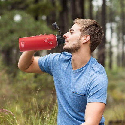 2-Pack: Stainless Steel Wide Mouth Insulated Water Bottle with Interchangeable Caps DailySale
