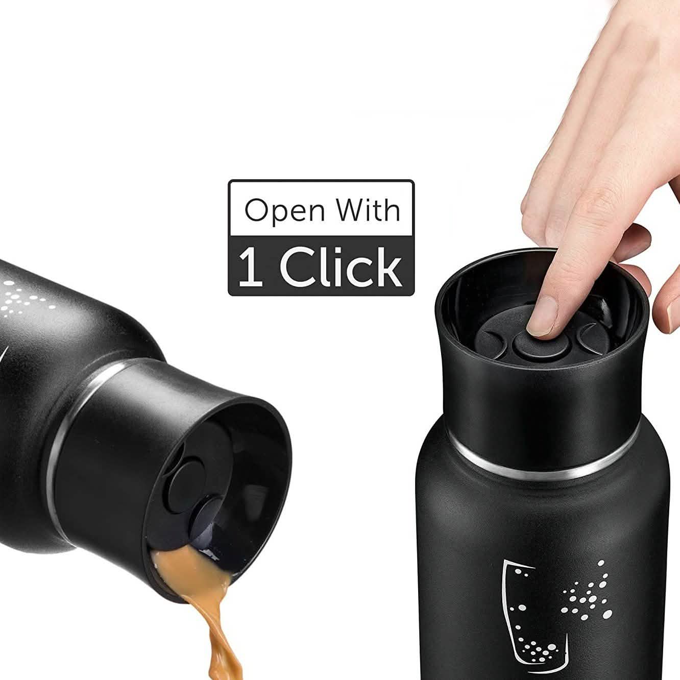 2-Pack: Stainless Steel Wide Mouth Insulated Water Bottle with Interchangeable Caps DailySale