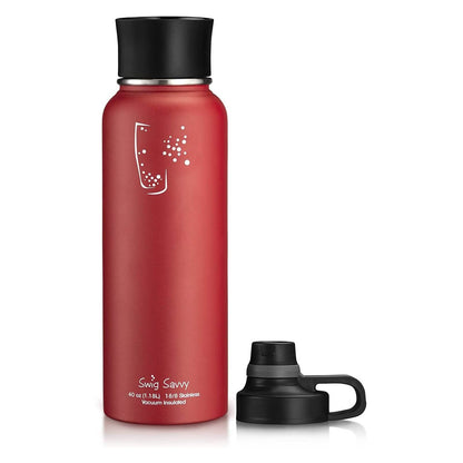 2-Pack: Stainless Steel Wide Mouth Insulated Water Bottle with Interchangeable Caps DailySale