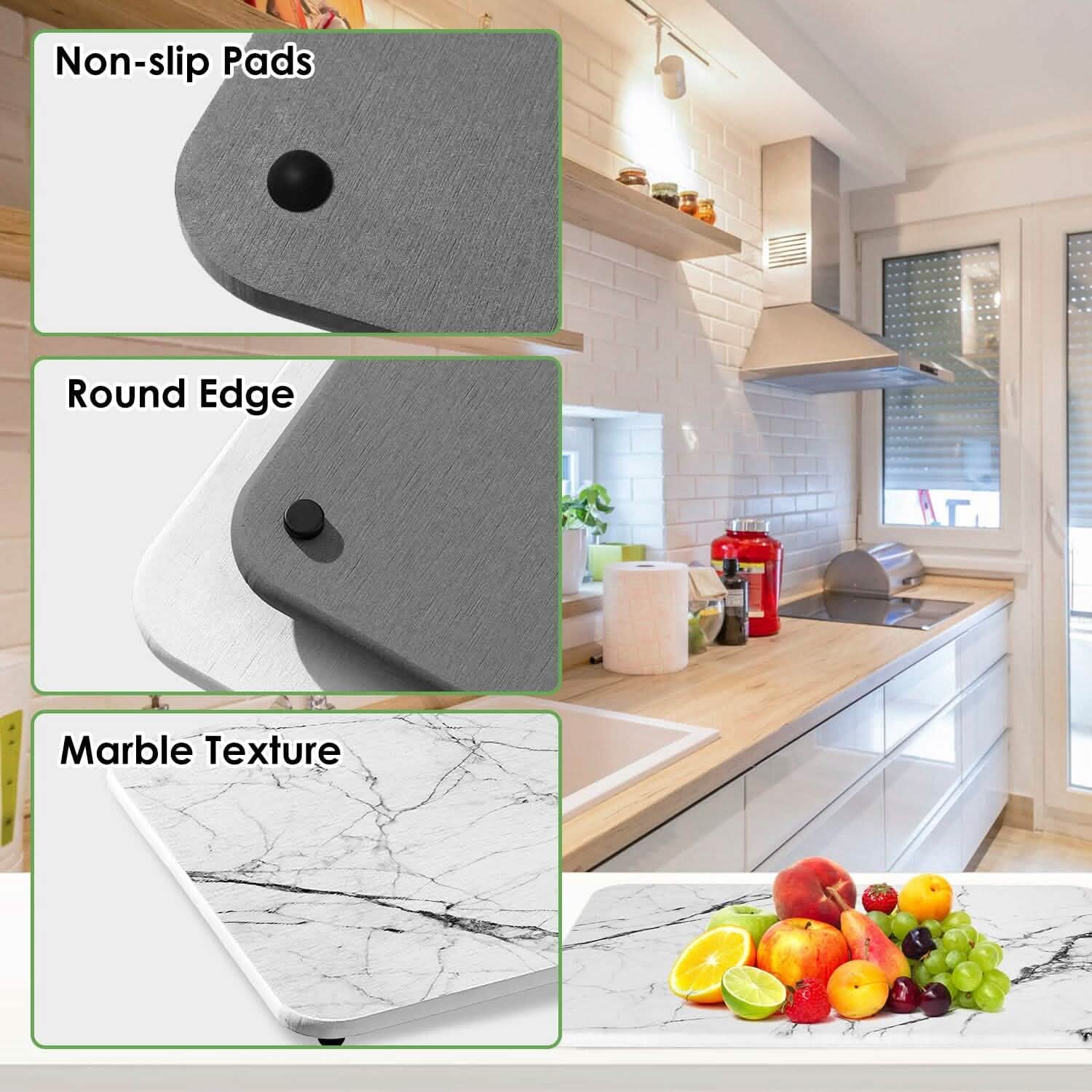 2-Pack: Stone Dish Drying Mat Silicone Diatomaceous Earth Mat DailySale