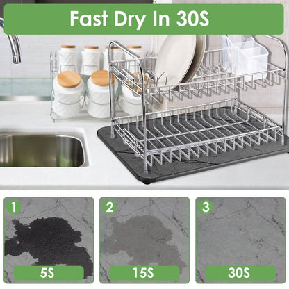 2-Pack: Stone Dish Drying Mat Silicone Diatomaceous Earth Mat DailySale