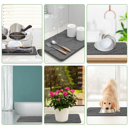 2-Pack: Stone Dish Drying Mat Silicone Diatomaceous Earth Mat DailySale
