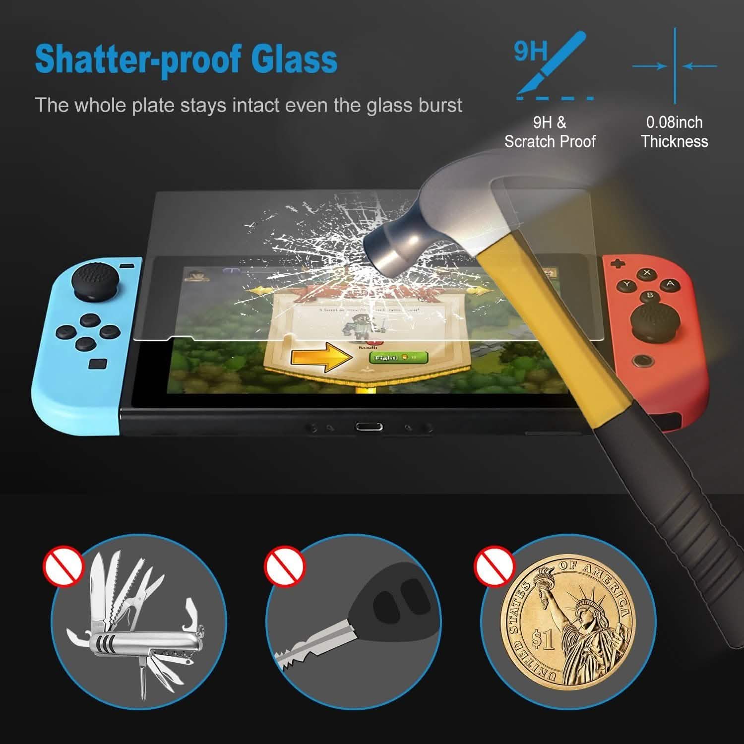 2-Pack: Tempered Glass Screen Protector for Nintendo Switch DailySale