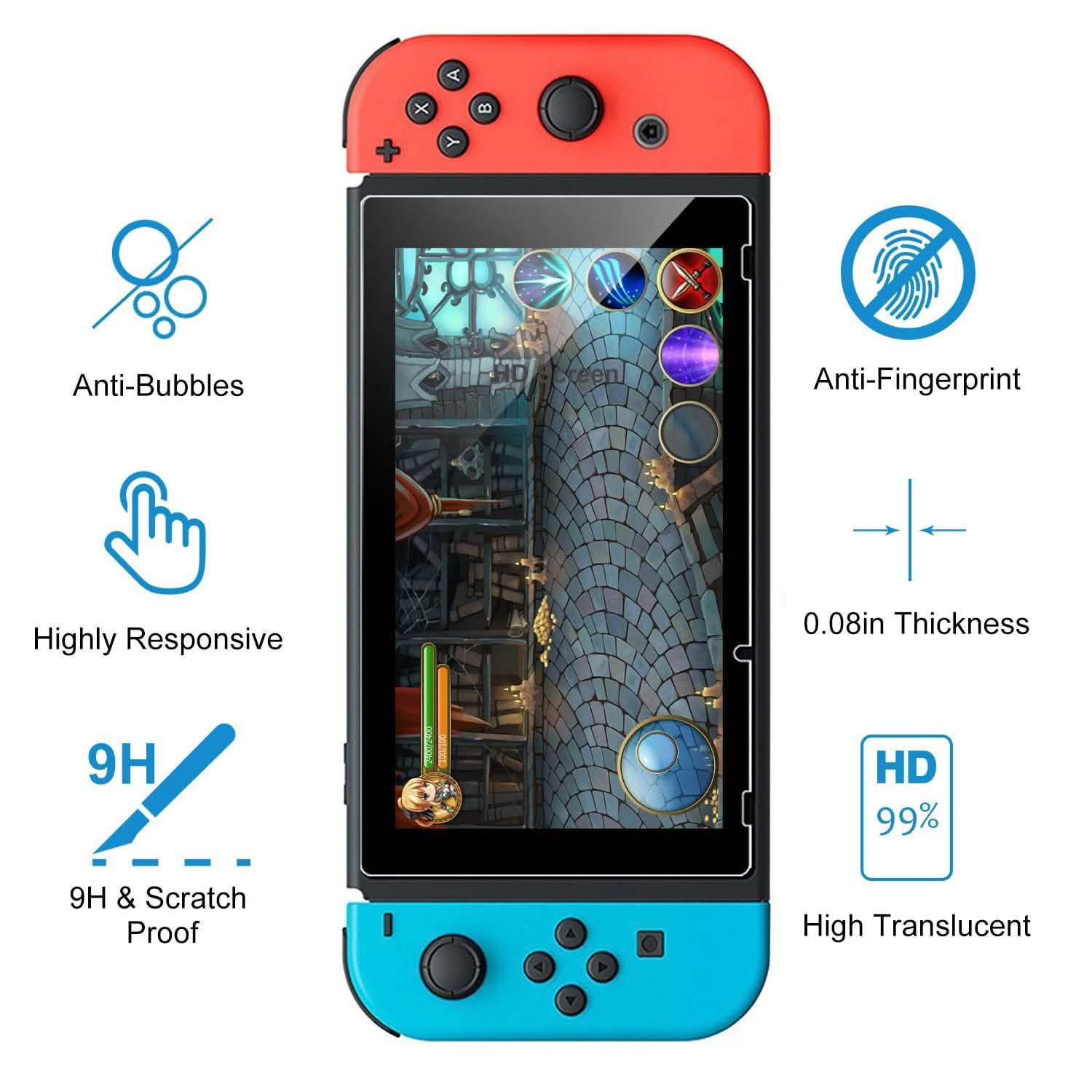 2-Pack: Tempered Glass Screen Protector for Nintendo Switch DailySale