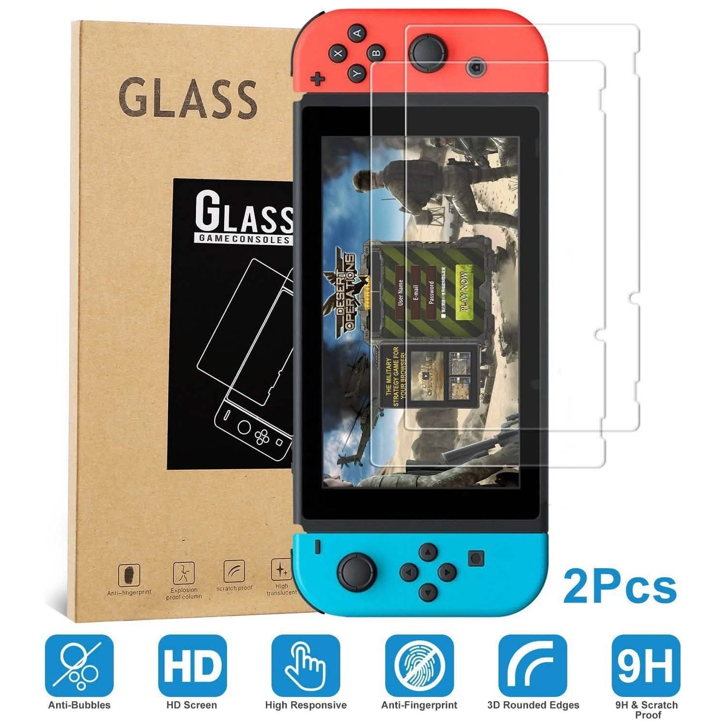 2-Pack: Tempered Glass Screen Protector for Nintendo Switch DailySale