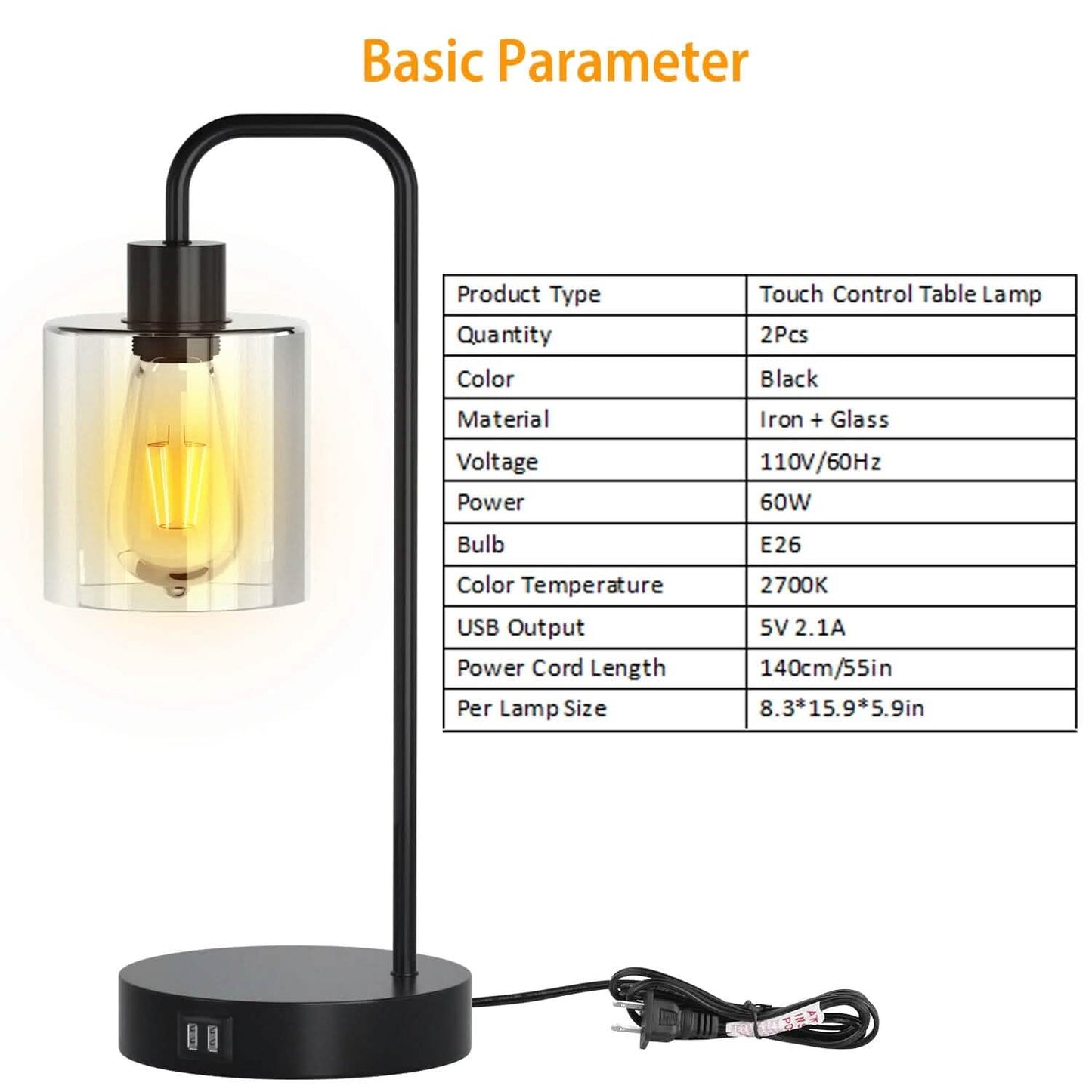 2-Pack: Touch Control Table Lamp DailySale