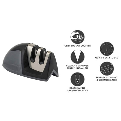 2-Pack: Ultra Sharp Knife Sharpener and Stainless Steel Vegetable and Meat Slicer Holder DailySale