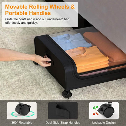 Under-Bed Storage Drawer with Wheels Multipurpose with Clear Window & Label DailySale