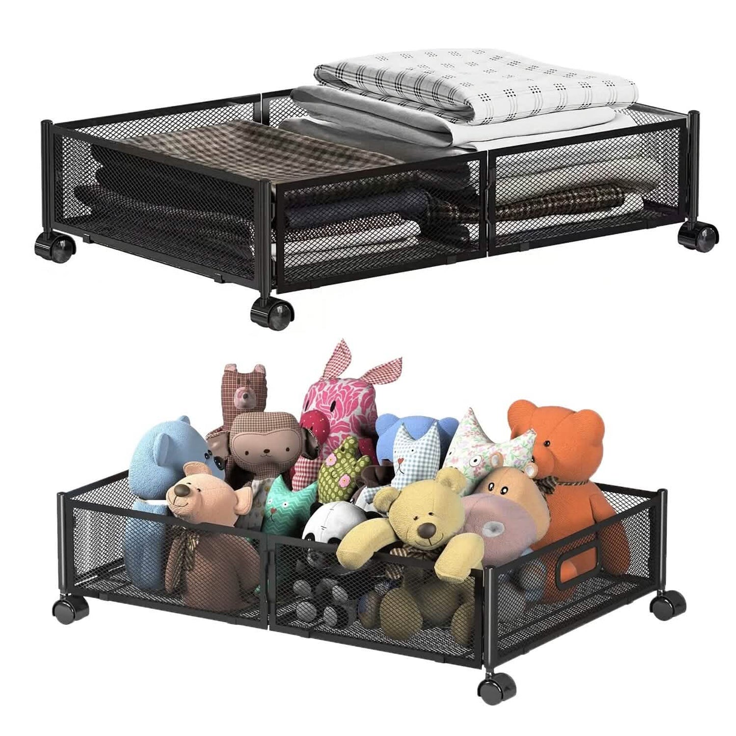 2-Pack: Under Bed Storage Container Foldable Rolling Storage Bin DailySale