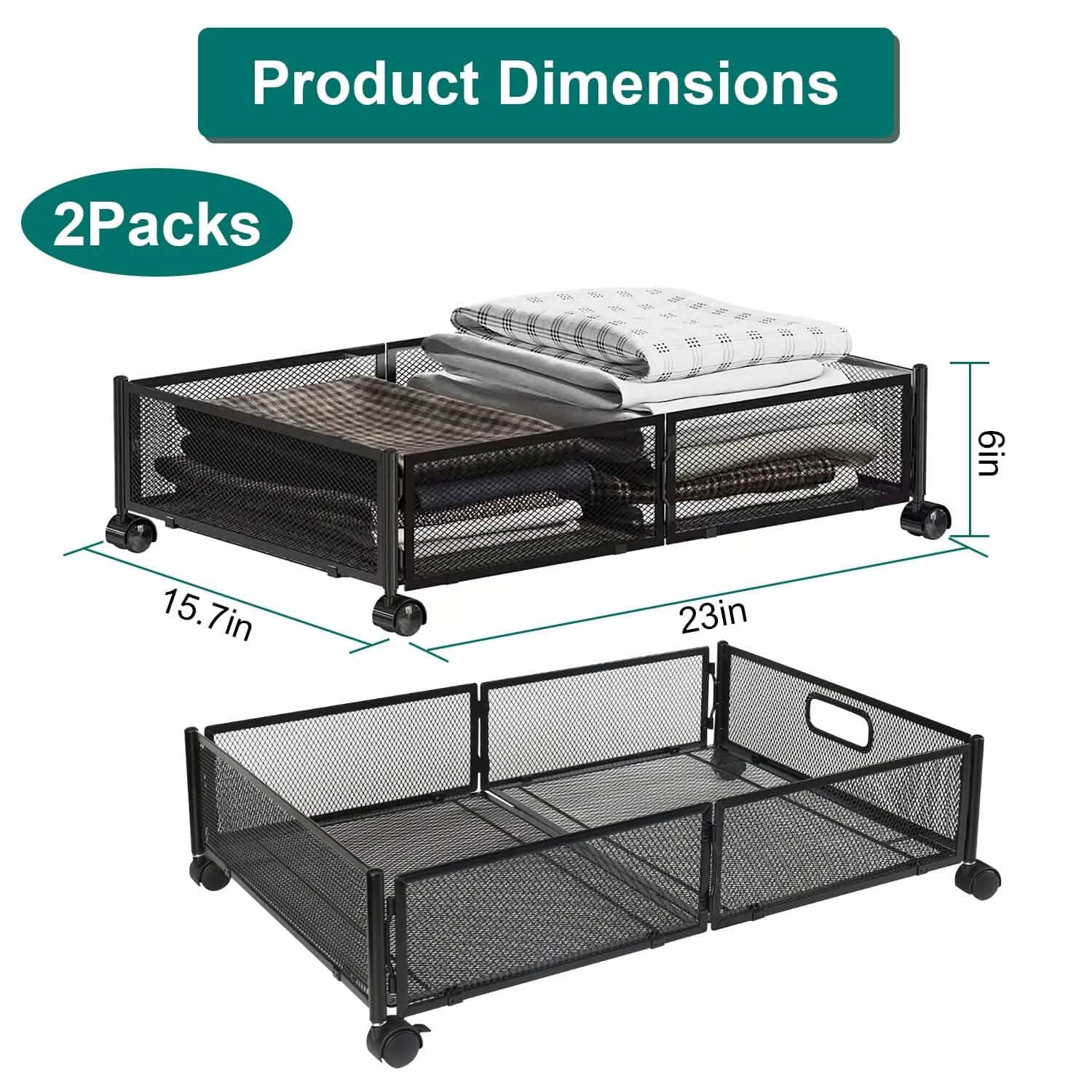 2-Pack: Under Bed Storage Container Foldable Rolling Storage Bin DailySale