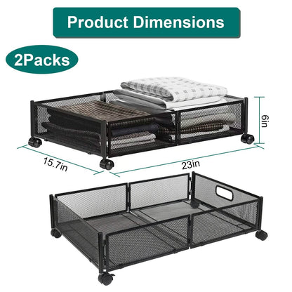 2-Pack: Under Bed Storage Container Foldable Rolling Storage Bin DailySale