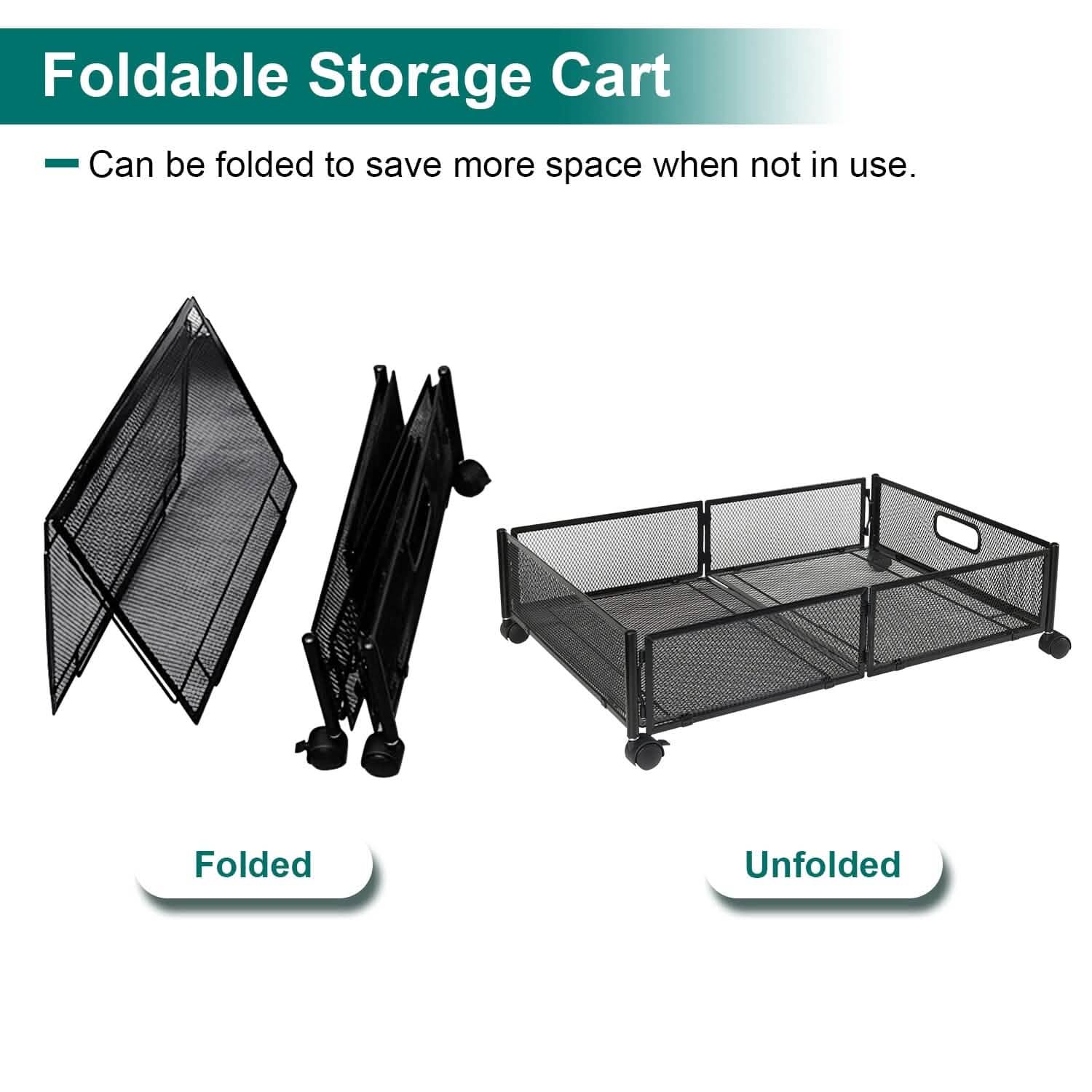 2-Pack: Under Bed Storage Container Foldable Rolling Storage Bin DailySale
