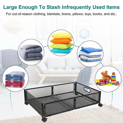 2-Pack: Under Bed Storage Container Foldable Rolling Storage Bin DailySale