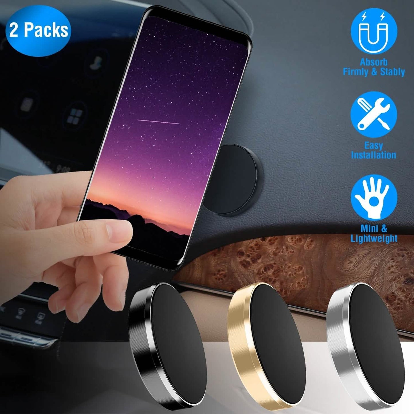 2-Pack: Universal Magnetic Car Mounts Dashboard DailySale
