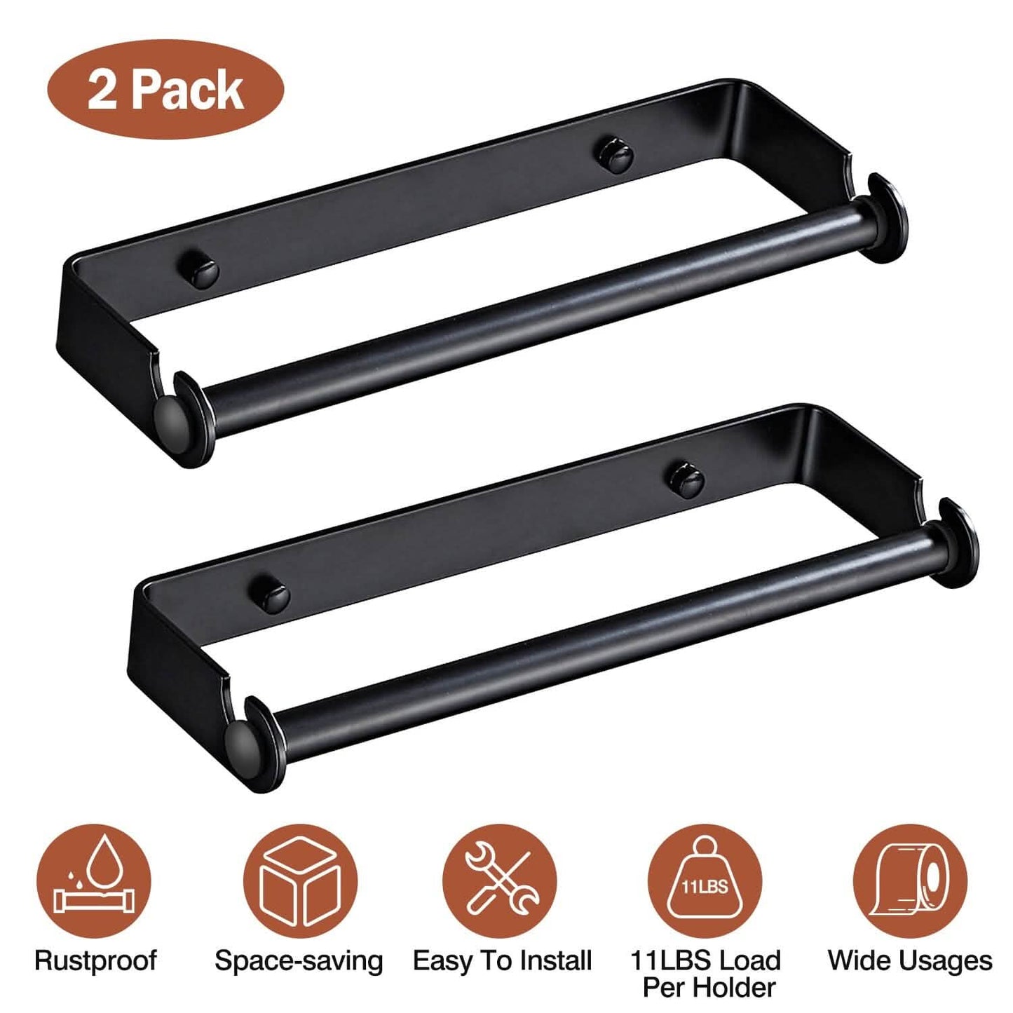 2-Pack: Wall Mounted Paper Towel Holder Under Cabinet DailySale