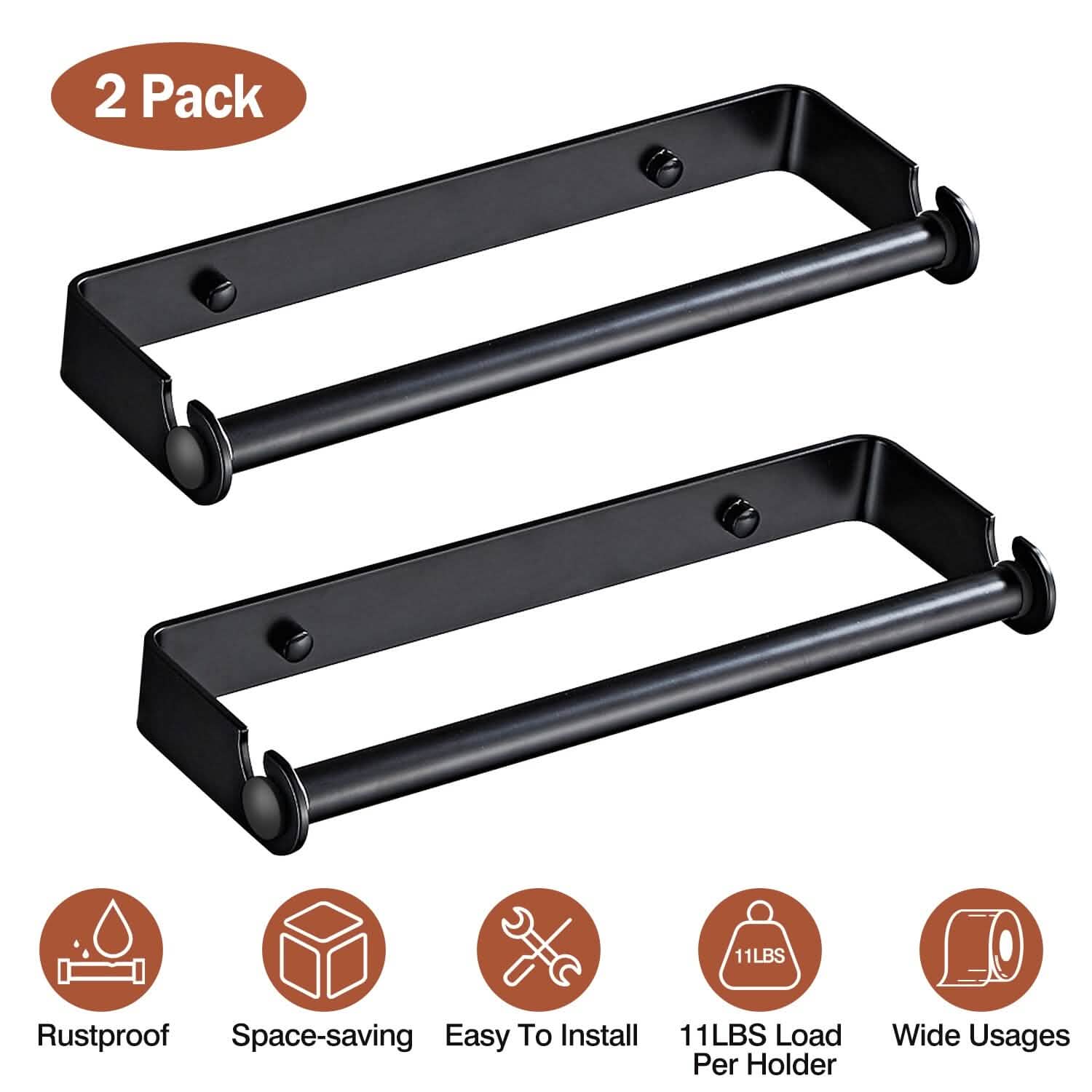 2-Pack: Wall Mounted Paper Towel Holder Under Cabinet DailySale