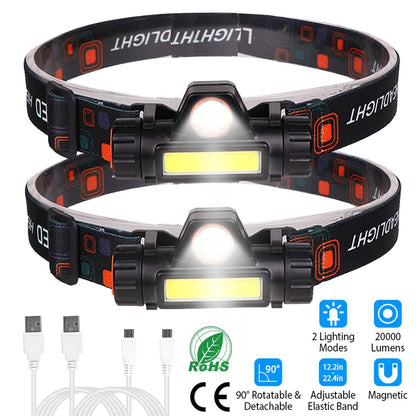 2-Pack: Waterproof Rechargeable Headlamp DailySale
