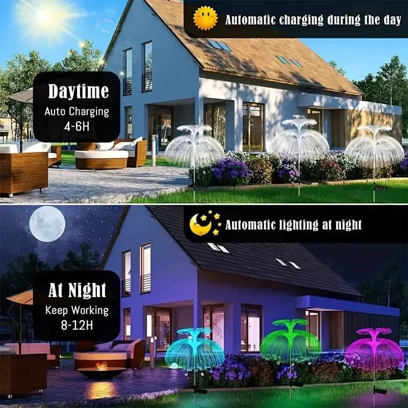 2-Pack: Waterproof Solar Jellyfish Fiber Optic Light DailySale