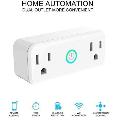 2-Pack: WIFI Smart Plug 10A Dual Smart individually Outlet DailySale
