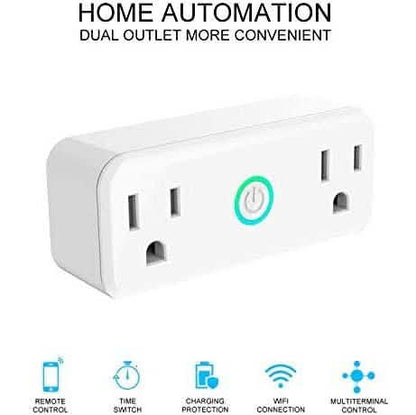 2-Pack: WIFI Smart Plug 10A Dual Smart individually Outlet DailySale
