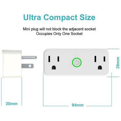 2-Pack: WIFI Smart Plug 10A Dual Smart individually Outlet DailySale