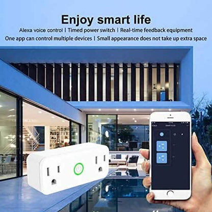 2-Pack: WIFI Smart Plug 10A Dual Smart individually Outlet DailySale