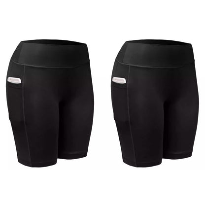2-Pack: Women High Waist Workout Yoga Side Pocket Compression Cycling Shorts DailySale